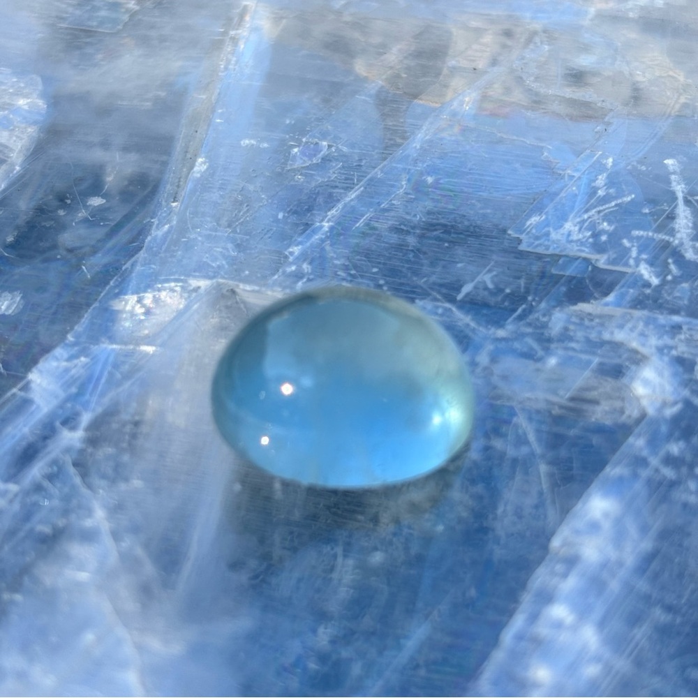 Natural Aquamarine Oval Cabochon Loose Gemstone Flawless Untreated From Brazil